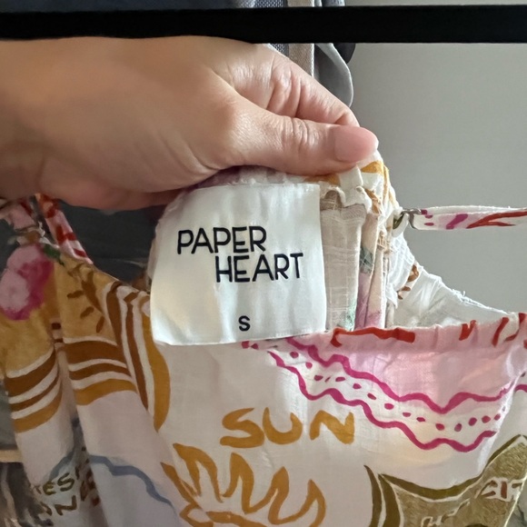 White Printed Maxi Slip Dress with Pink & Green Accents - Picture 3 of 3